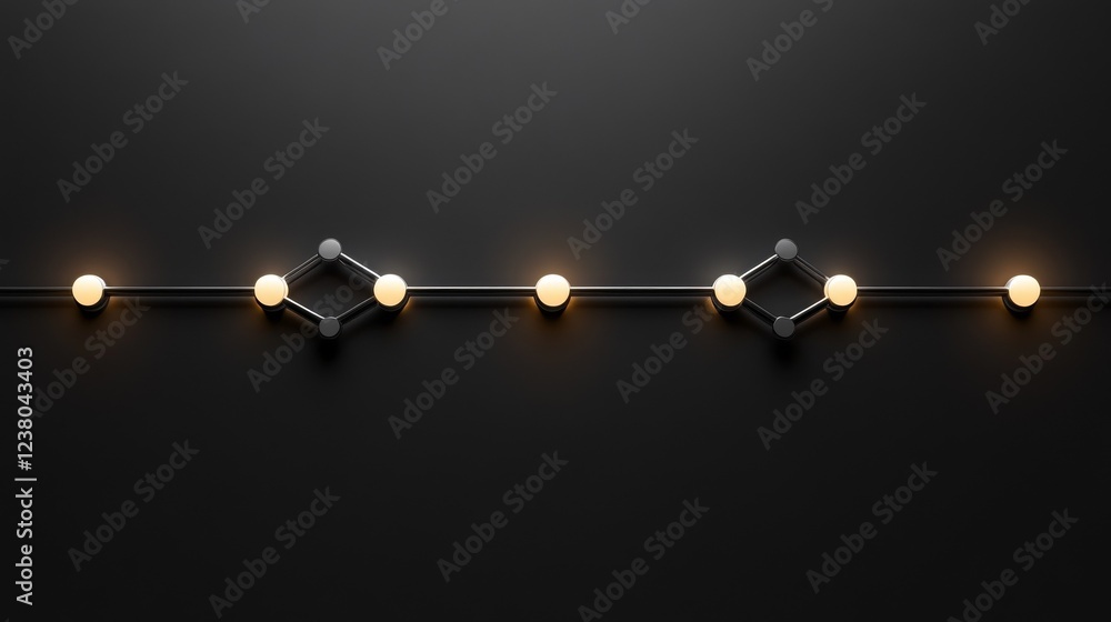 Poster abstract modern connection symbol on anthracite gray background with luminous points linked together