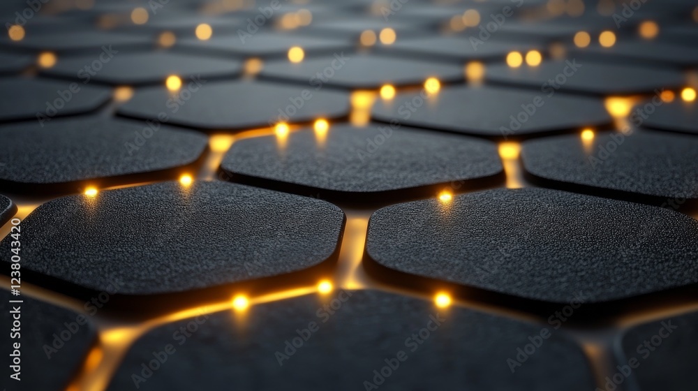 Poster abstract modern connection symbol on anthracite gray background with luminous points linked together