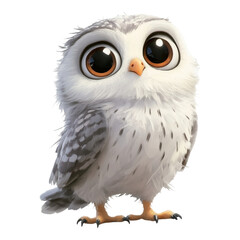 Fototapeta premium Adorable cartoon owl, large expressive eyes, playful design, perfect for digital art, stickers, and educational materials, transparent background
