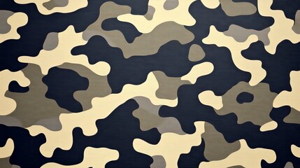 Naklejka premium Abstract Camouflage Pattern: Seamless Beige, Gray, and Dark Blue Texture for Fashion and Design