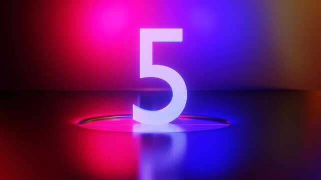 Countdown from ten to zero. Numbers falling from top to bottom. 3d render animation