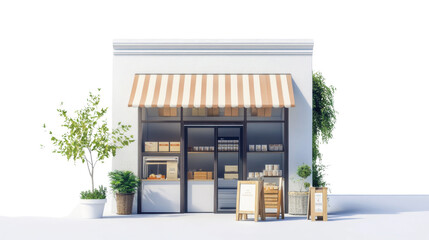 Bakery shop building with transparent background displaying freshly baked goods