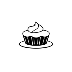 Scrumptious Cupcake: A delectable dessert, perfect for birthdays or any sweet treat. This simple yet elegant design is ideal for bakeries and dessert lovers.