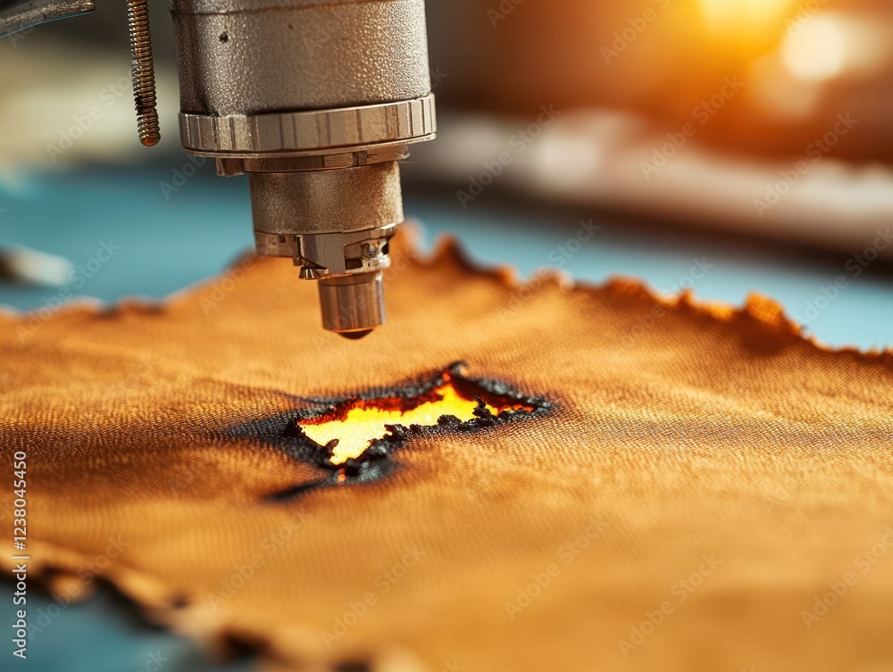 Poster evidence-based procedures of crime scene investigators concept. a close-up of a laser cutting machin
