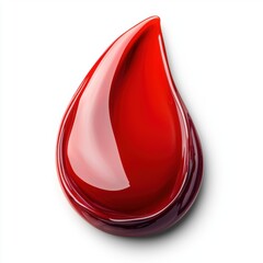Fototapeta premium glossy red liquid droplet, resembling nail polish, isolated on a pure white background
