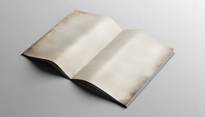 Open aged book pages show blank creamy paper