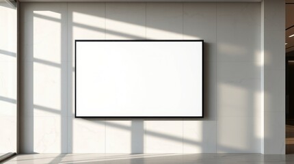 Fototapeta premium Modern Minimalist Blank Canvas: Sunlit Wall Display