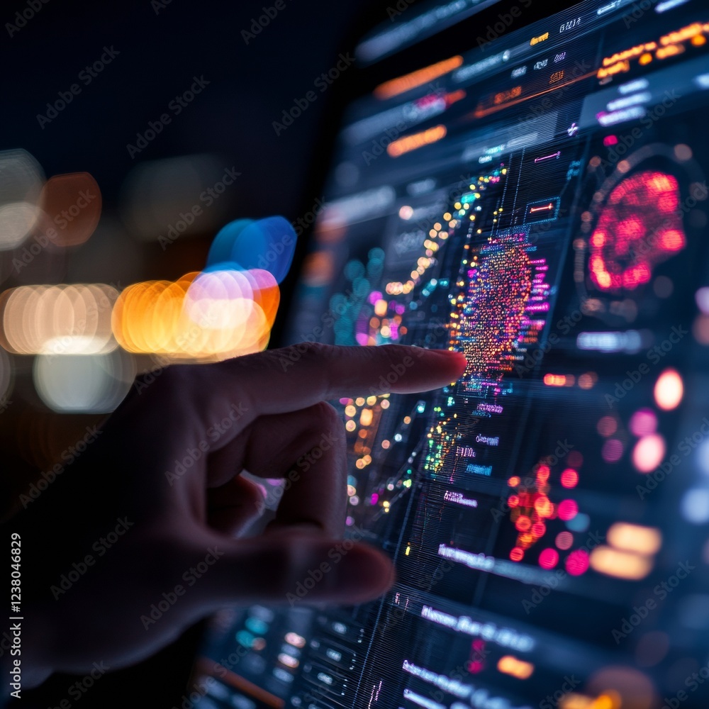Poster Interactive Data Visualization Dashboard Dynamic Touchscreen with Smart Graphs for Business Innovation and Strategic Analytics in Digital Environments