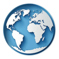 Obraz premium Paper-cut globe featuring detailed continents, vibrant colors, ideal for educational materials and creative projects, transparent background.