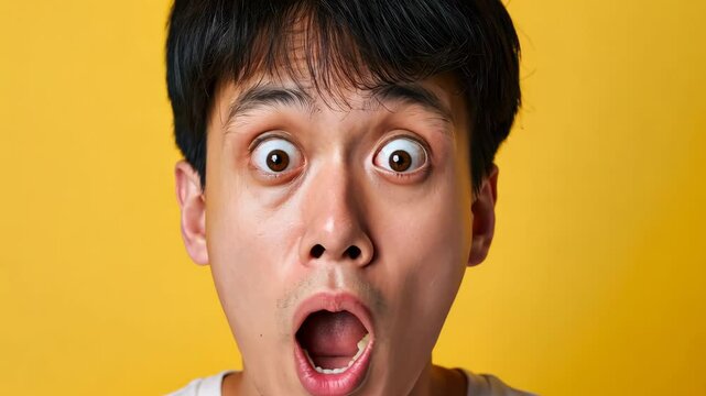 Man with an open mouth and wide eyes is staring at the camera. Concept of surprise or shock, as if the man has just received some unexpected news or witnessed something startling