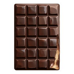 Chocolate bar illustration, rich textures and details, vibrant colors, ideal for digital design and marketing projects, versatile use on transparent background