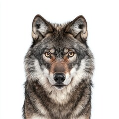 Fototapeta premium Wolf isolated on white background for wildlife marketing campaigns