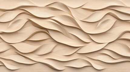 Abstract Wooden Sculpture with Textured Waves and Organic Shapes