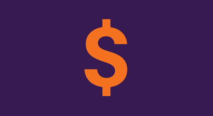 Fototapeta premium Money symbol images. This image shows an orange dollar sign on a dark purple background. Vector illustration design.