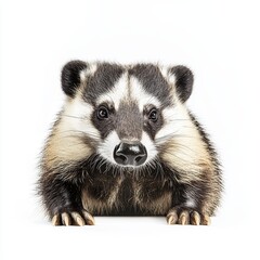 Fototapeta premium Badger isolated on white background for wildlife marketing campaigns
