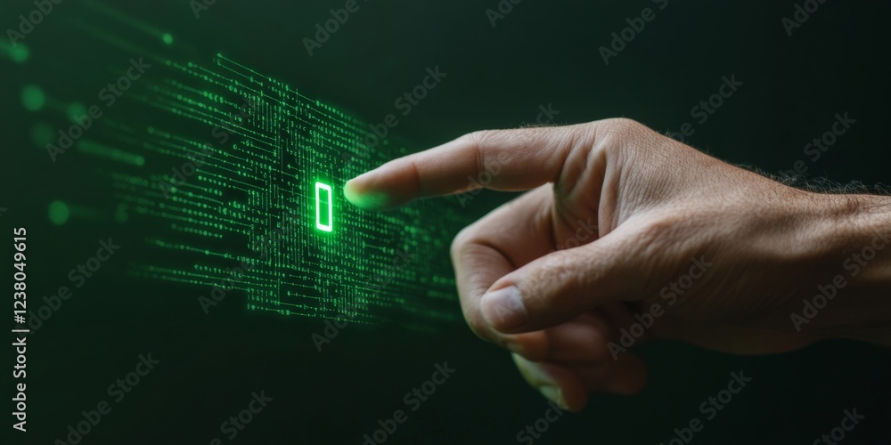 Aufkleber Futuristic Cybersecurity Visualization Digital Lock Hologram on Outstretched Hand - Advanced Tech Interfaces for Cutting-Edge Information Security and Corporate Cyber Defense