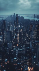 Metropolitan Skyline at Night with City Lights - Made with Generative AI