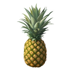 Fototapeta premium Vibrant pineapple illustration, intricate details, soft shadows, transparent backdrop, ideal for digital design and creative projects