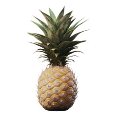 Fototapeta premium Vibrant pineapple with textured spiky crown, transparent background, ideal for digital design and graphic projects