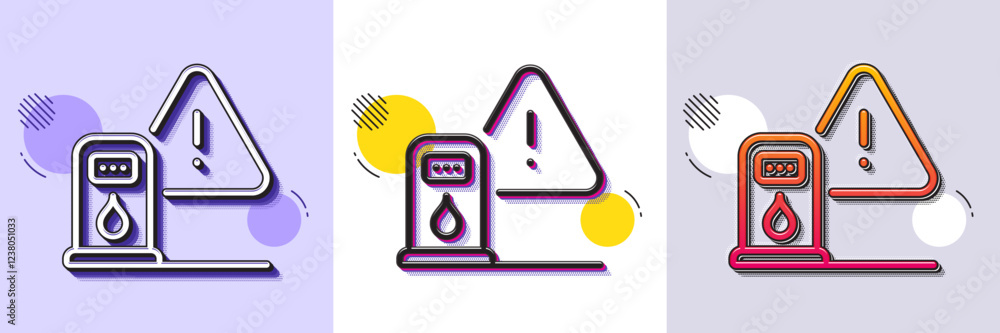 Poster petrol station line icon. halftone dotted pattern. gradient icon with grain shadow. filling gas stat