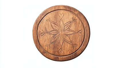 Fototapeta premium Intricate Carved Mandala Design on Wooden Door with Detailed Floral Patterns