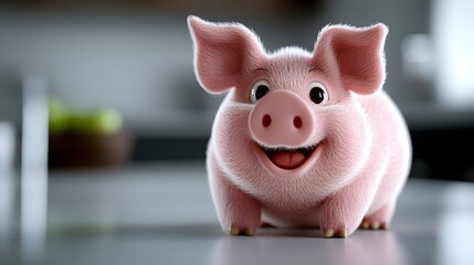 3d pig cartoon,clear and clean white background