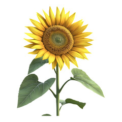 Obraz premium Vibrant sunflower with bright yellow petals, single bloom, transparent background, ideal for digital designs and creative projects