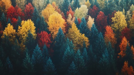 vibrant autumn trees with magenta and golden leaves image