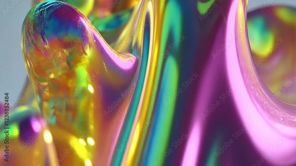 Aufkleber vibrant colorful liquid creating mesmerizing swirls and reflective patterns under soft lighting