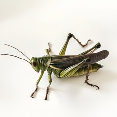 Fototapeta premium Grasshopper isolated on a white background for wildlife or nature marketing campaigns