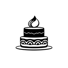 A delectable two-layered cake, adorned with intricate designs and a single lit candle, symbolizing joy and celebration. Perfect for birthdays or special occasions.