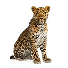 Fototapeta premium Leopard isolated on white background for marketing campaigns