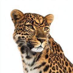 Leopard isolated on white background for advertising and marketing campaigns