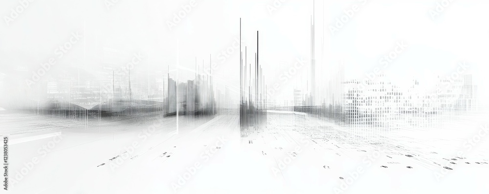 Poster high-tech white digital background with abstract cyber elements, financial graphs, and investment da
