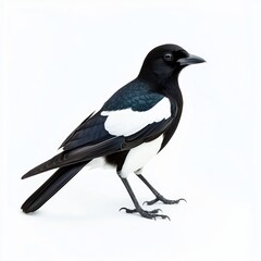 Obraz premium Magpie on White Background for Product Display and Marketing Campaigns