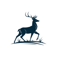 deer silhouette vector line art logo design