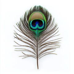 Obraz premium Colorful Peacock Feather Isolated on White Background for Marketing Campaigns