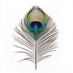 Obraz premium Peacock Feather Isolated on White Background for Marketing Campaigns