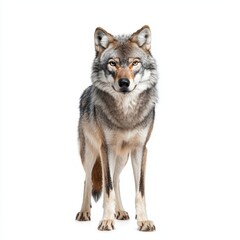 Fototapeta premium Tundra Wolf Portrait on White Background for Wildlife Conservation Campaigns