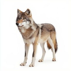 Tundra Wolf Isolated on White Background for Wildlife Photography