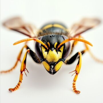 Close-up of a Wasp Eye Isolated on White for Scientific or Educational Projects