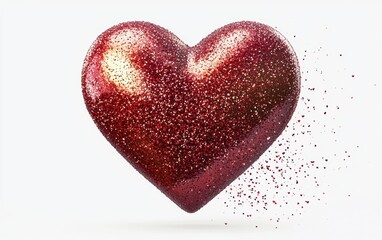 Heart crafted from sparkling fairy dust for Saint Valentines Day and 8 March Womens Day isolated on a white background