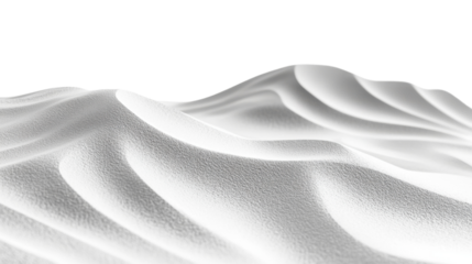 White sand dunes landscape forming soft waves on transparent background