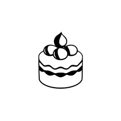 A delectable cake, adorned with chocolate balls and a delicate cream topping. A delightful treat for any occasion.