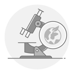 Microscope with Leaf and Globe Icon, Environmental Science and Sustainability Research Symbol