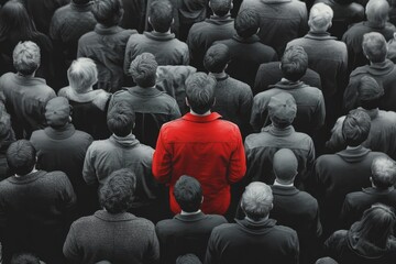 Obraz premium Standing out in a crowd: individuality and uniqueness concept