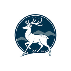 deer silhouette vector line art logo design