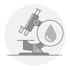 Microscope with Water Droplet Icon, Water Purity Testing and Environmental Science Symbol