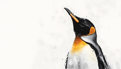Fototapeta premium Majestic King Penguin Portrait Painted in Artistic Style