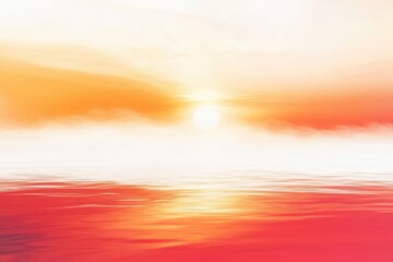 Obraz premium Stunning sunset over calm waters serene beach digital art tranquil atmosphere wide angle vibrant colors